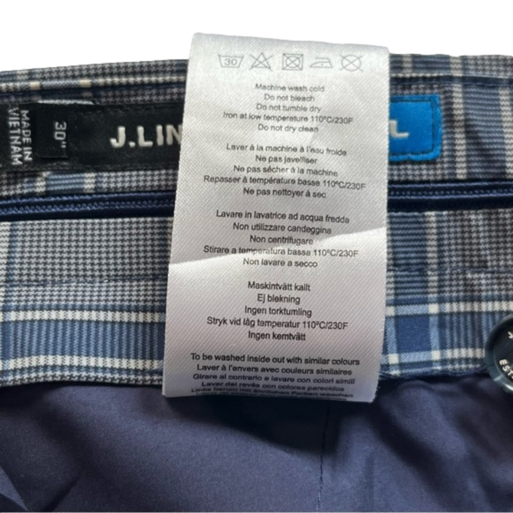J. Lindeberg True Regular fit Micro Stretch Golf Shorts Plaid Blue Gray Size 30 - Picture 7 of 7